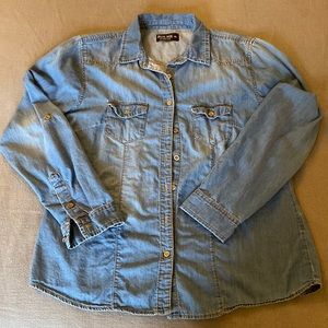 Womens Blue Age Jeans western style denim blouse size XL